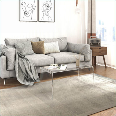 32" Minimalist Acrylic Coffee Table for Living Room – Transparent Space-Saver, Nearly Unbreakable