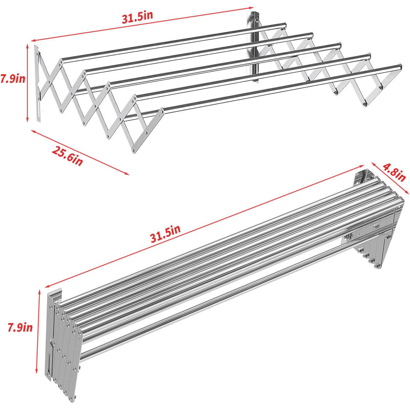 Silver Foldable Wall-Mounted Drying Rack