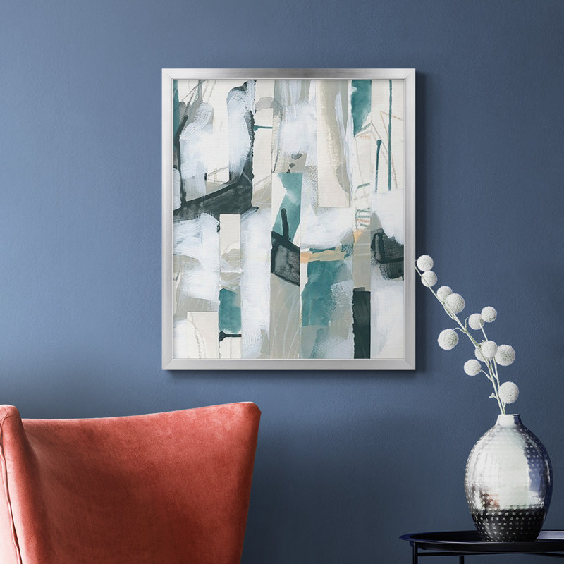 Toile encadrée de qualité supérieure Sea Cavern Strata III - prête à être accrochée, Argent, H 20 po x l 16 po