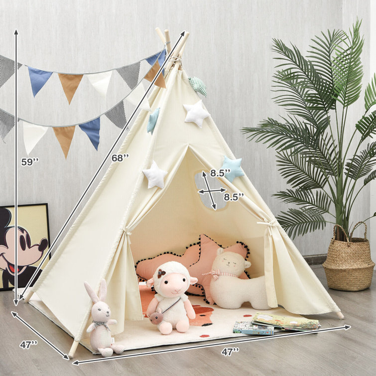 Gymax 47.5'' W x 47'' D Indoor / Outdoor Solid Wood Triangular Play Tent -  Wayfair Canada