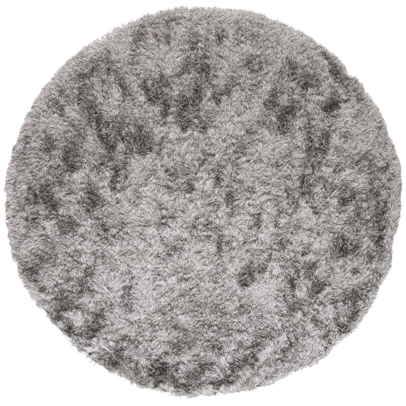 Tapis performance à poil long touffeté à la main de couleur unie Cimah, Rond 7 pi
