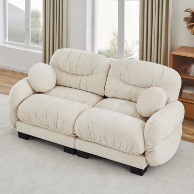Canapé modulaire 2 places en tissu de chenille confortable à plis