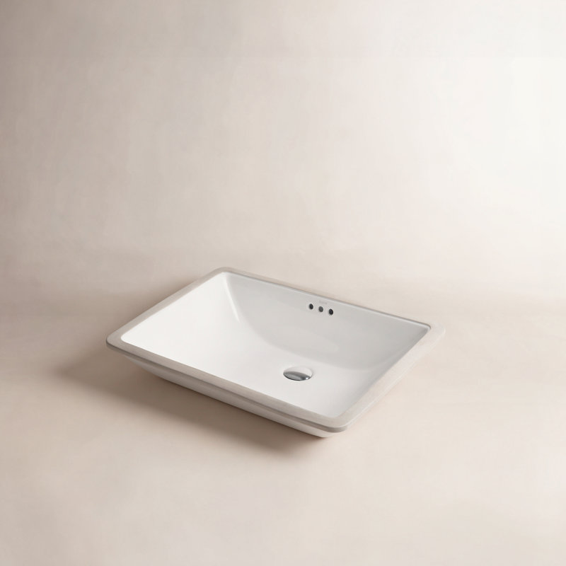 Elavo White Ceramic Rectangular Undermount Bathroom Sink