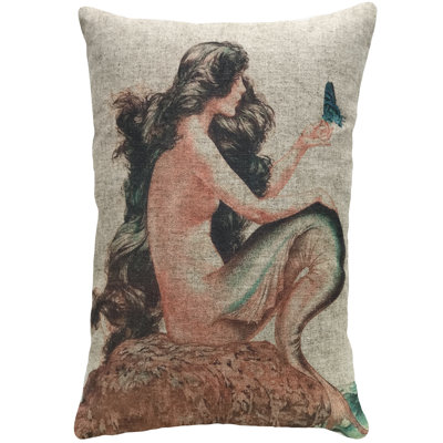  Mermaid Linen Throw Pillow