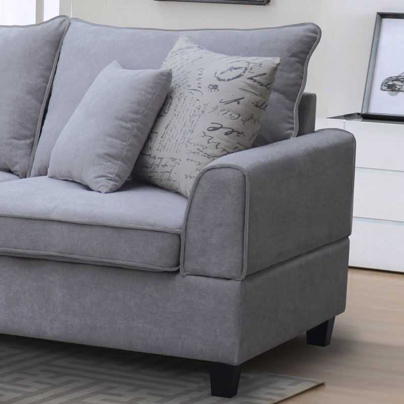Gabriella 99.5"W Light Gray Fabric Sectional Sofa With Left-Facing Chaise And Storage Ottoman, Light Gray Fabric