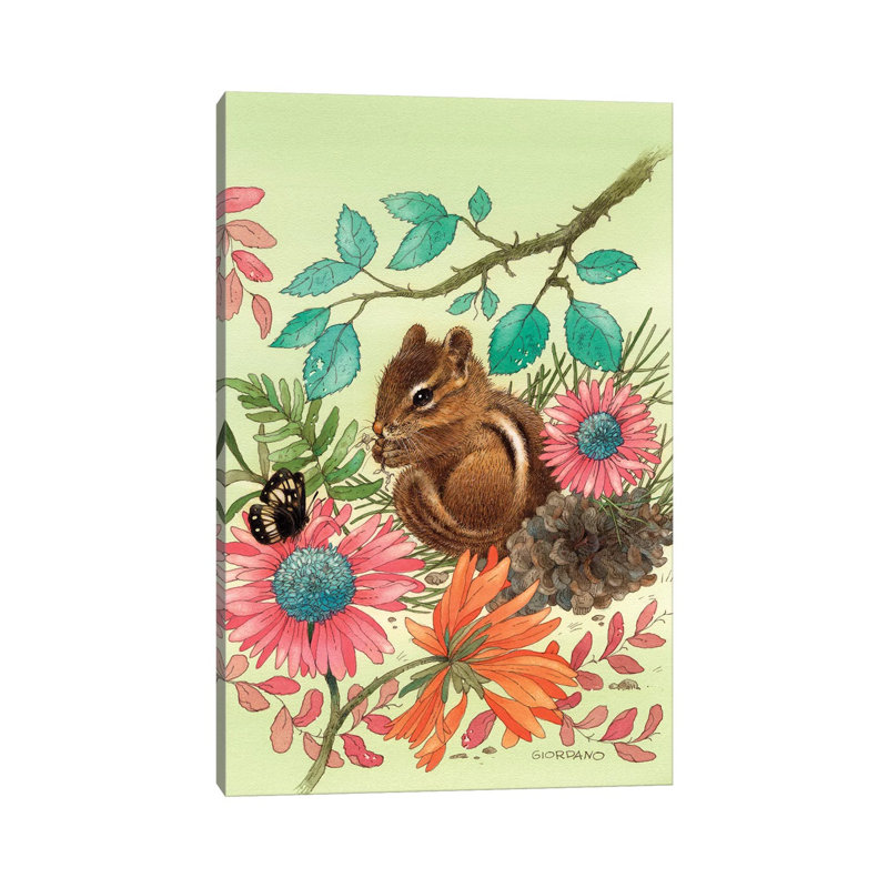 Chipmunk's Friend - Wrapped Canvas Print, 20.32 cm H x 30.48 cm W