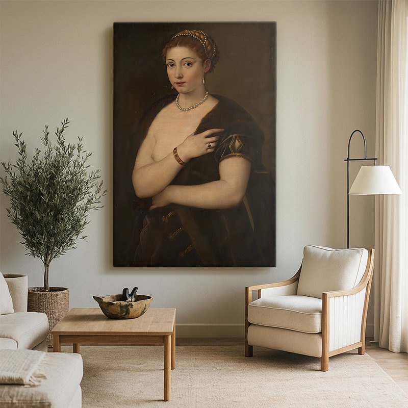 «Girl in a Fur» par Titian, 40 po x 60 po