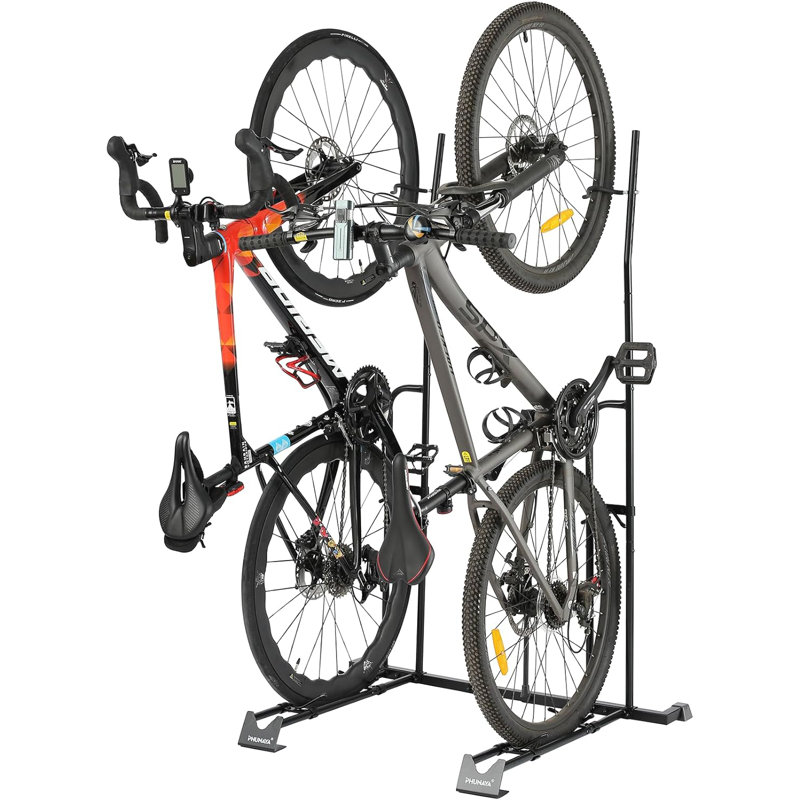 Support à vélo vertical / horizontal en métal 2 en 1: sans perçage, capacité de 80 lb pour les vélos de route / montagne