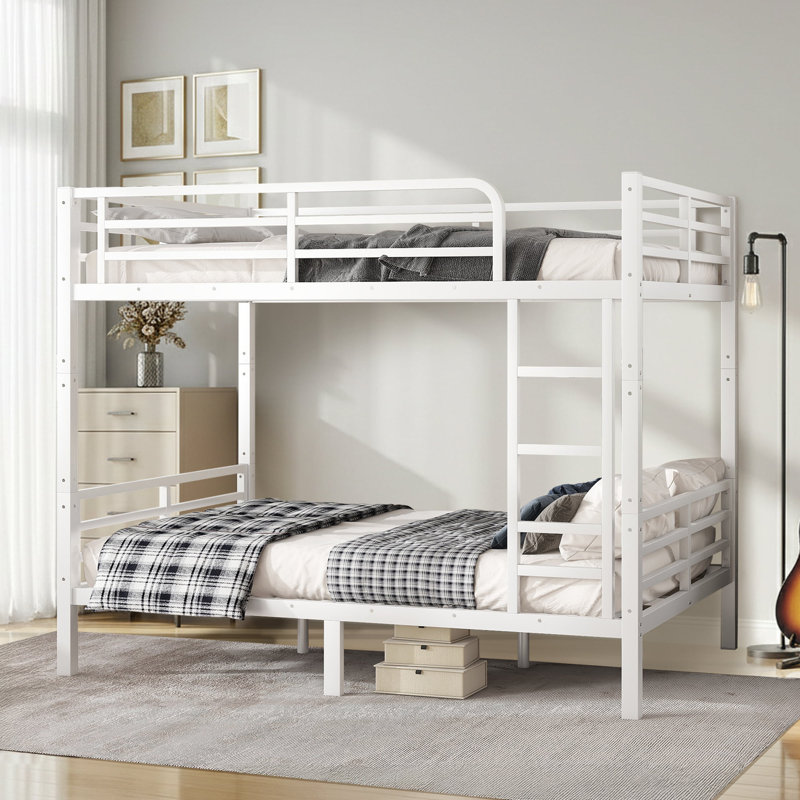 Full Over Full Heavy-Duty Metal Bunk Bed for Teens & Adults, White