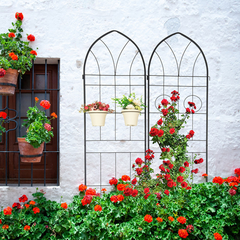 4 Pack Metal Garden Trellis 78.7" X 19.7" Rustproof Trellis, 78.7" H x 80" L
