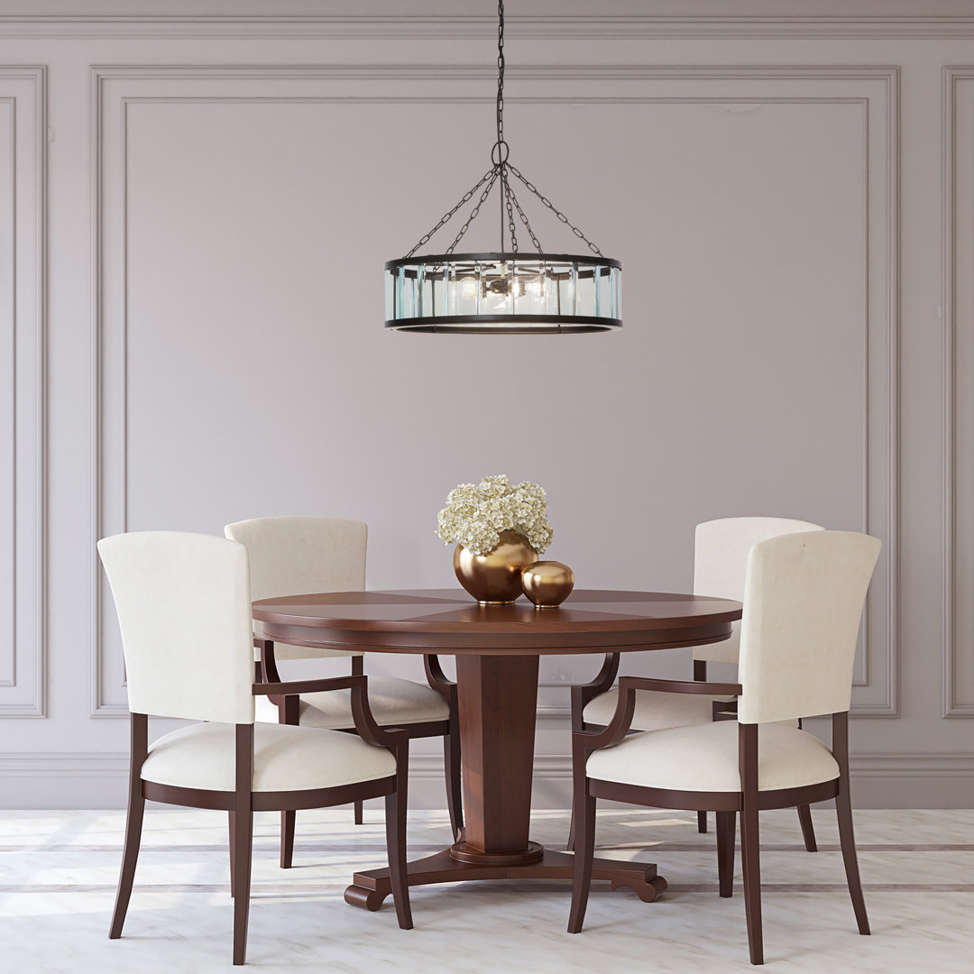 25"W 3-Light Black Metal and Glass Pendant Gracie Oaks