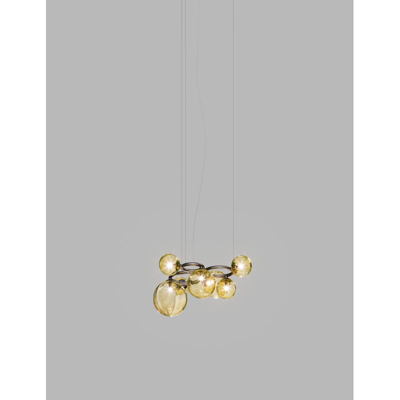 Puppet Ring Suspension 7 White Shaded Matt Gold 3 G9 Ul, Amber Transparent, Matte Black Nickel