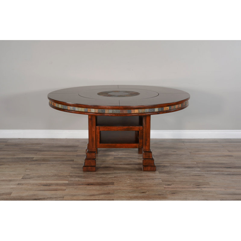 Antonello Mahogany Round Solid Wood Base Dining Table, Dark Chocolate