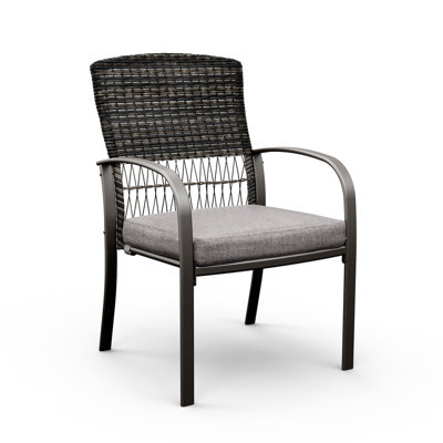 Metal Outdoor Dining Armchair with Cushions