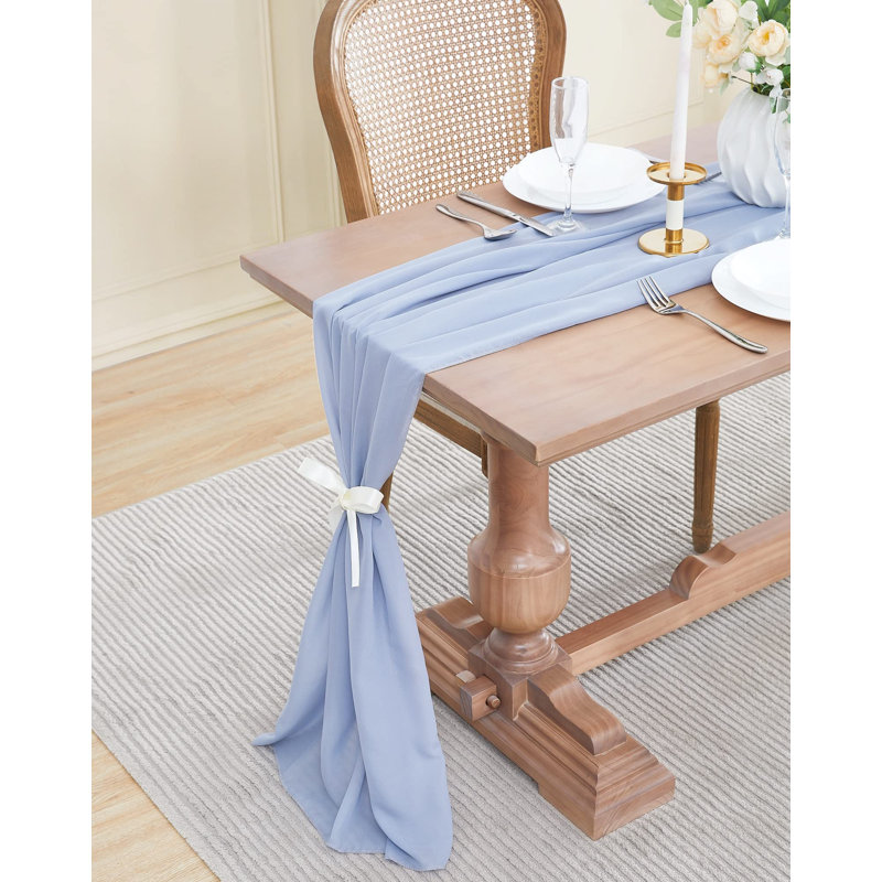 Cheatom Solid Wedding Table Runner, 192" L x 35" W, Dusty Blue