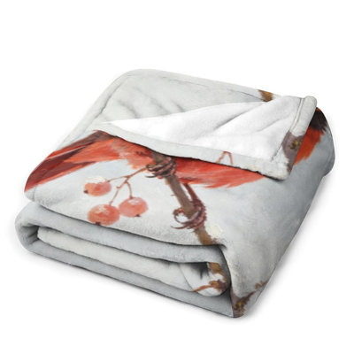 Plaid en flanelle de luxe Cardinal Winter, couverture douce, chaude et moelleuse pour salon, canapé, lit et décoration intérieure