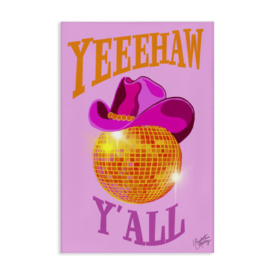Art mural sur toile Yeehaw Y'all Disco Cowboy par Elizabeth Medley