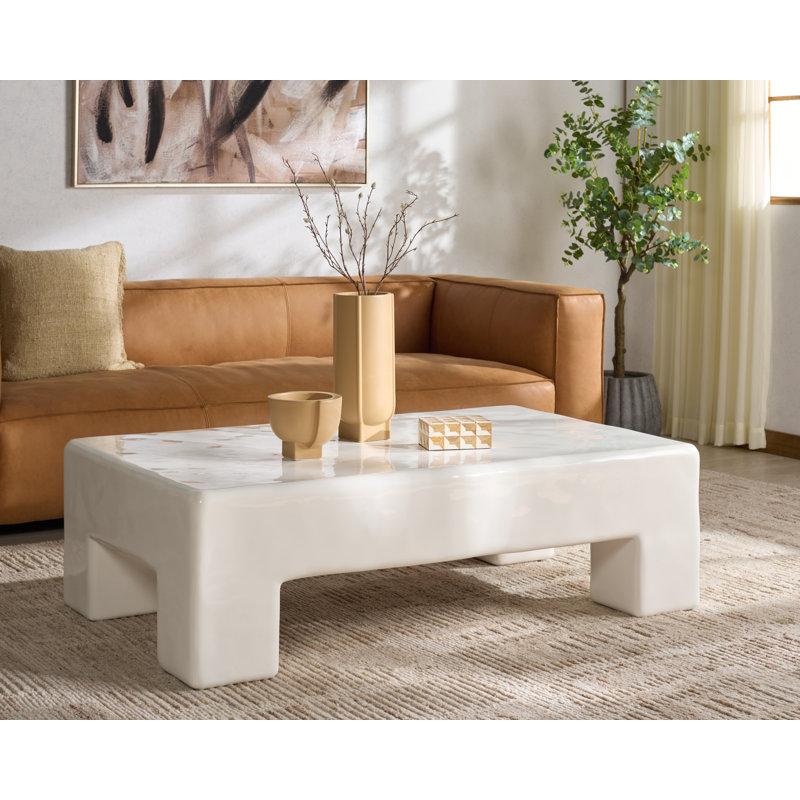 Laiyba Concrete Coffee Table, White
