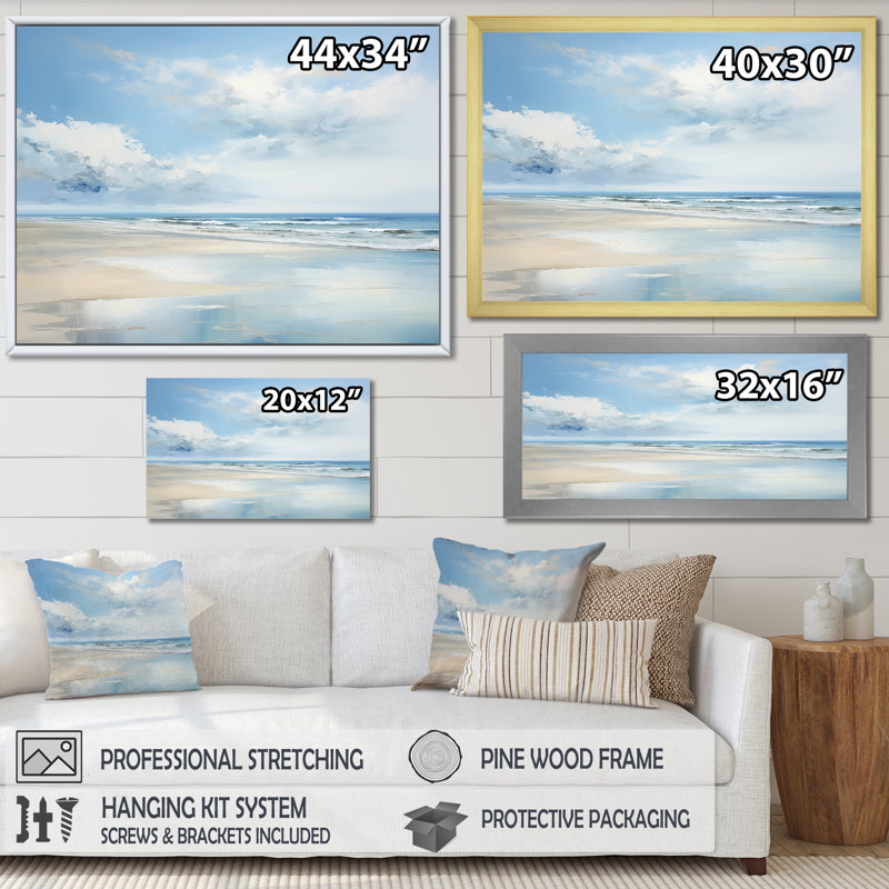 Popham - océan côtier, reproduction d'art sur toile encadrée, Cadre naturel flottant, H 24 po x l 32 po x P 1 po