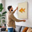 Single Goldfish Study Botanical - Wrapped Canvas-1919053575-1919053819
