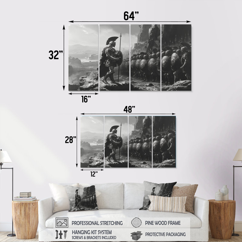 Glatha - Armée, ensemble d'art sur toile, H 32 po x l 64 po
