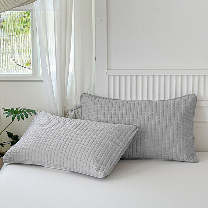 Quilted Pillow Sham - Half-enclosed - Gray, Gray