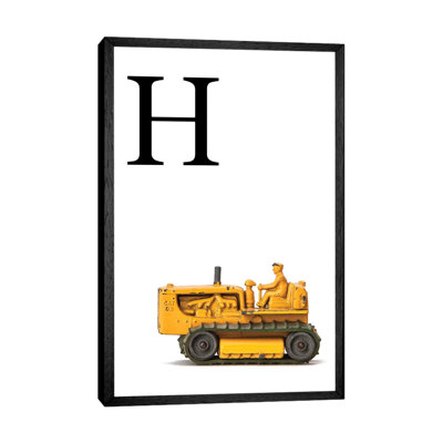 H Bulldozer Yellow White Letter - Print on Canvas