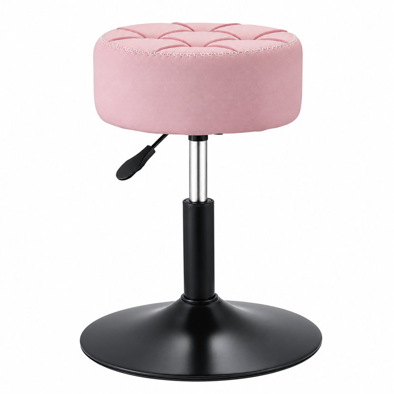 Metal Accent Stool, Pink, PU Leather