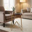 Charenton Accent Table with Teak Wood Top with Gold Finish Metal Legs, Round 19"