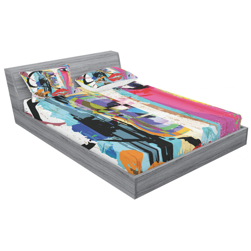 Microfiber Abstract Sheet Set, Full Sheet Set + Fitted Sheet + 2 Pillowcases
