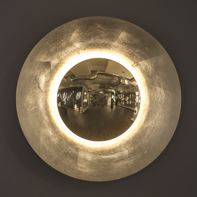 Gold Leaf Round LED Wall Sconce with White Diffuser Glass