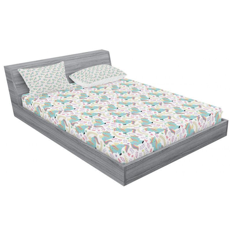 Microfiber Floral Sheet Set, Queen Sheet Set with Fitted Sheet