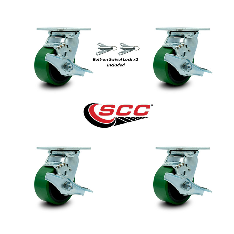 4 Piece Polyurethane on Steel Caster Set