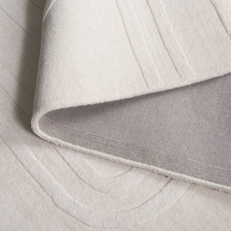 Mebsuta 501 Hand Tufted Wool/Cotton Geometric Shapes Indoor Use Only Rug in Ivory, Rectangle 5' x 8'