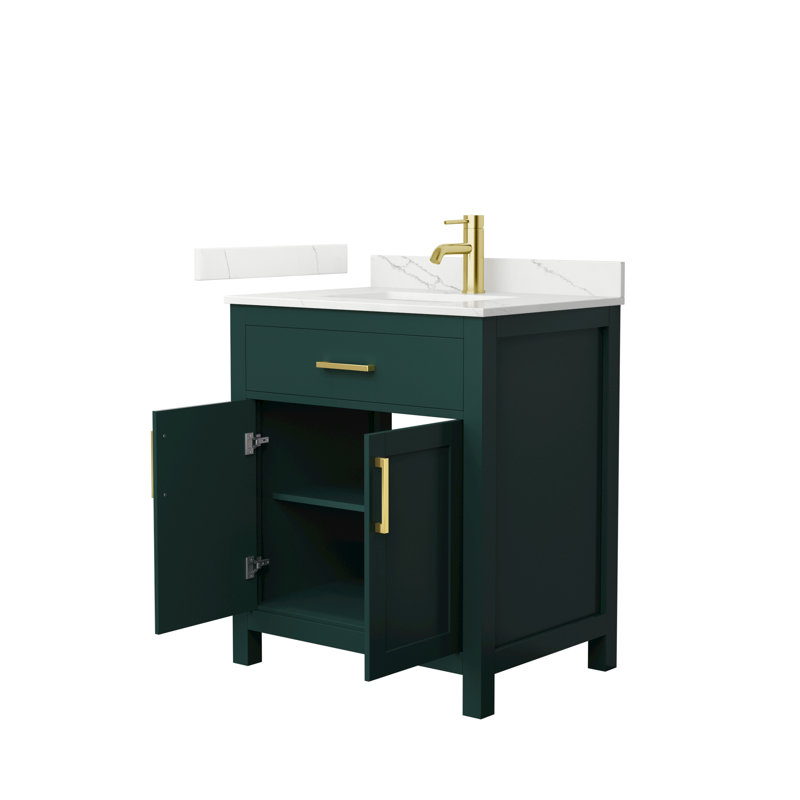 30 in. Single Vanity, Green, Brushed Gold, Giotto Quartz