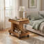 Table d'appoint mobile pivotante à 360° avec roulettes verrouillables et compartiment de rangement dissimulé, table basse et de chevet multifonctionnelle pour salon et chambre.