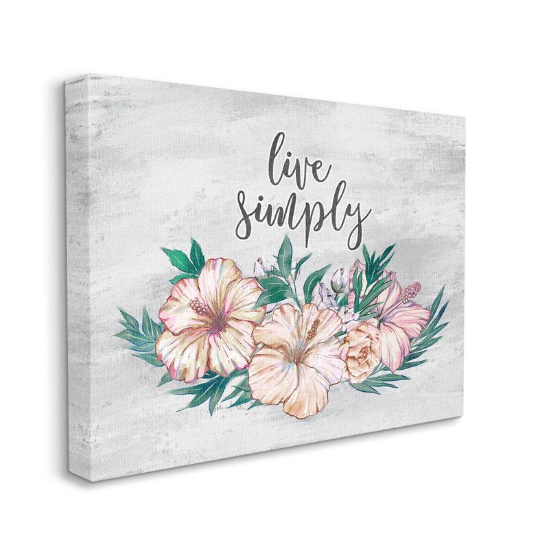 «Live Simply Rustic Chic Pink Calligraphy» par Ziwei Li - impression, Toile tendue, H 16 po x l 20 po x P 1,5 po