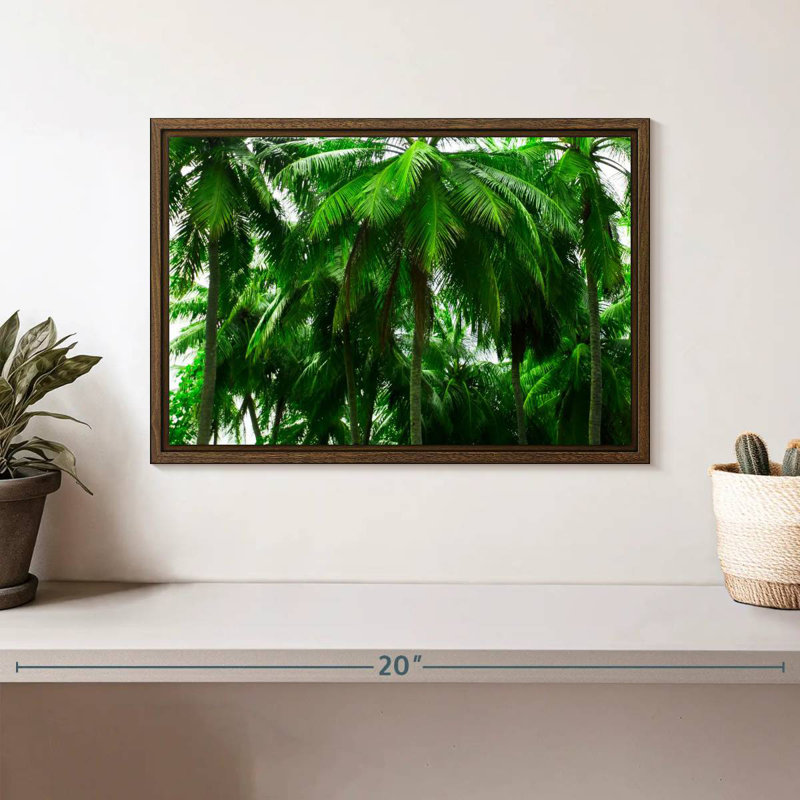 Palmier forêt, 13 po x 9 po, Cadre flottant noyer