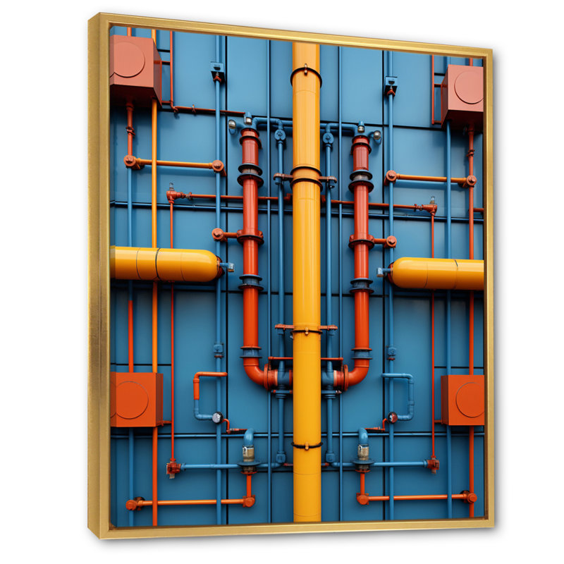 «Klodeta Industrial Symmetry Collage II», reproduction sur toile, H 20 po x l 12 po x P 1 po, Cadre flottant doré