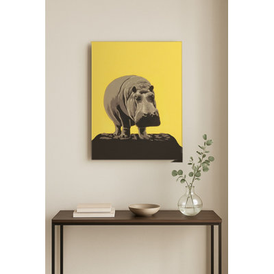 Hippopotame sur roche — Portrait en métal
