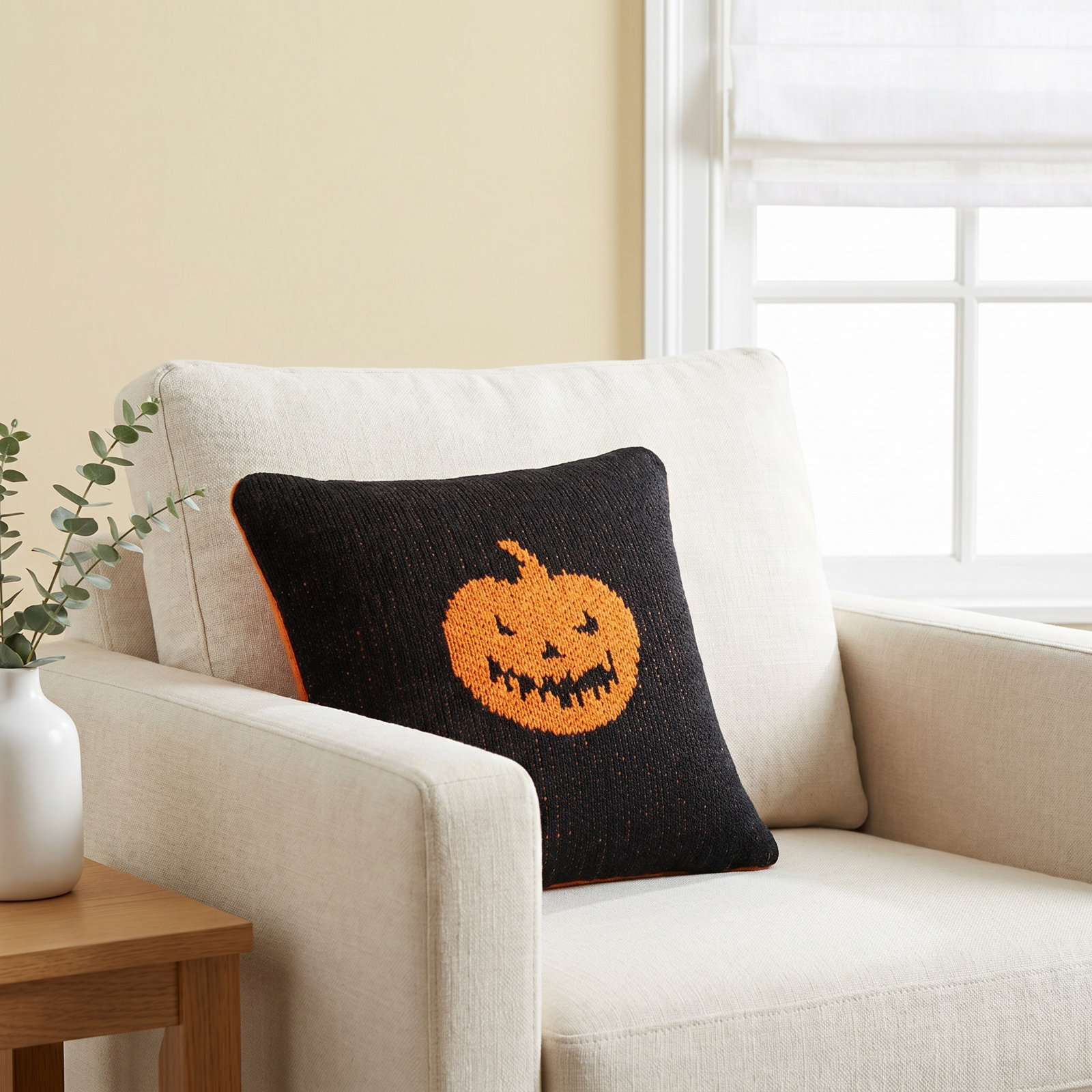10" x 10" Pumpkin Cotton Throw Pillow