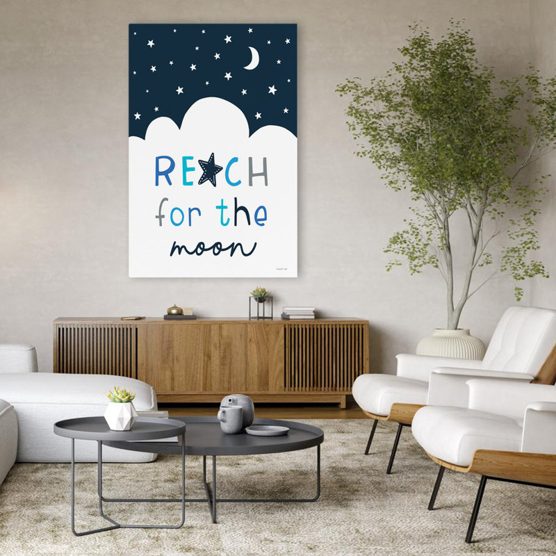 «Reach For The Moon» - texte contemporain sur la lune, H 32 po x l 48 po