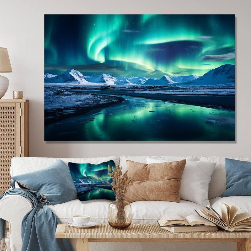 «Islandais Borealis», art mural «Aurora Borealis», Toile tendue, H 40 po x l 60 po x P 1,5 po