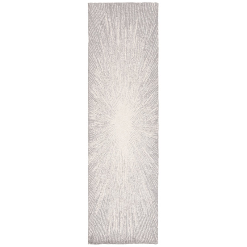Hanayo Hand Tufted Wool/Cotton Rug in Silver/Ivory, Runner 2'3" x 8'