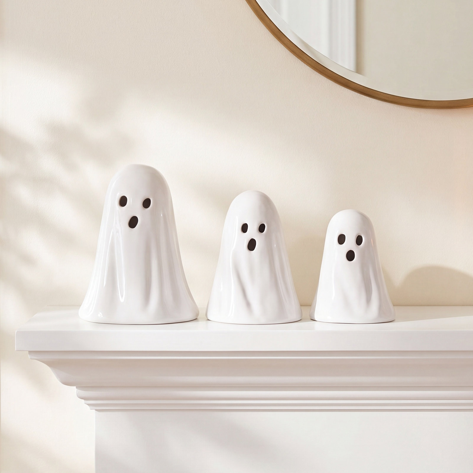 3-Piece Dolomite Ghost Halloween Accent Set