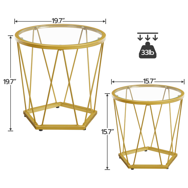 Putman Glass Nesting Tables Round End Tables, Gold