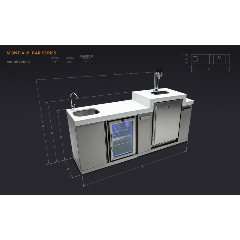 Distributeur central de bar à bière en acier inoxydable de 3 bar à bière Mont-Alpi de la série Bar Alp Ma-bevkeg