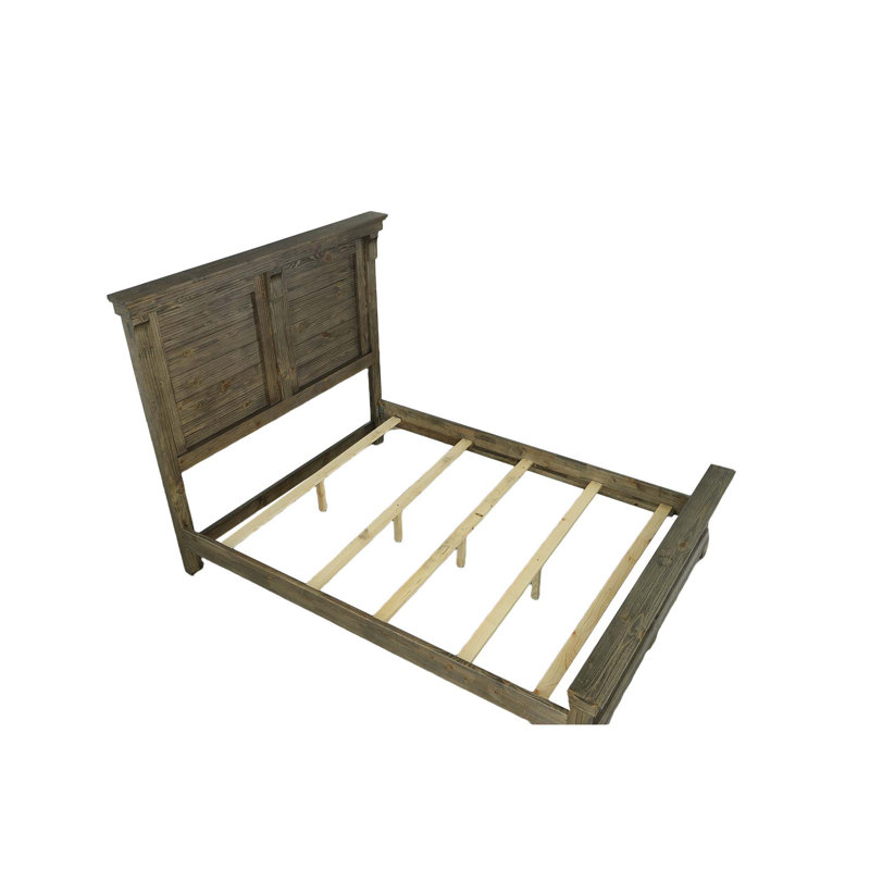 Weathered Gray Pine Queen Panel Bed with Headboard