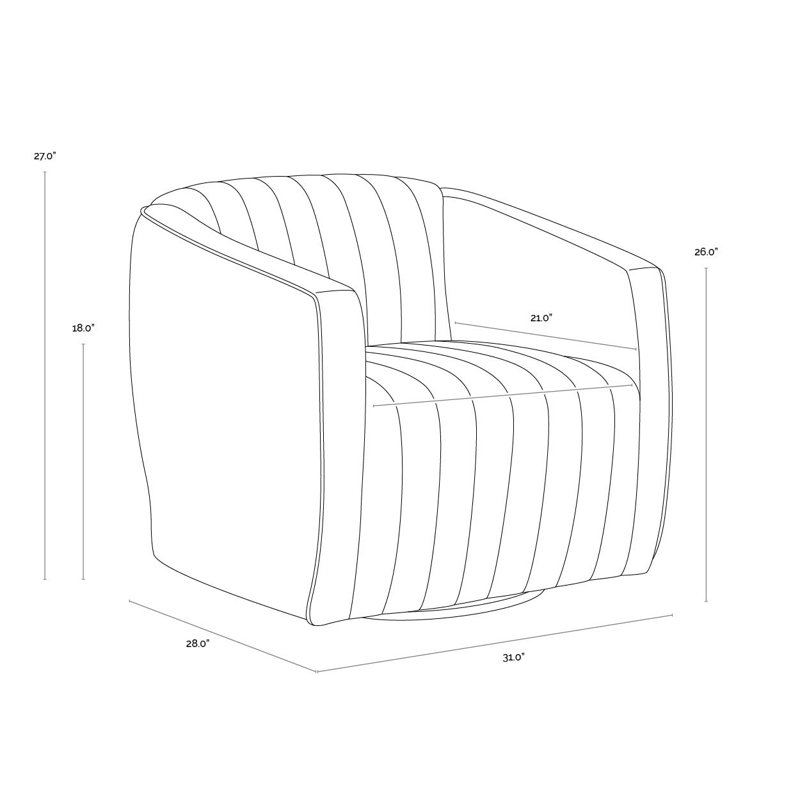 Chaise longue pivotante capitonnée de 31 po de large conforme Oshiro CAL117 - Gris