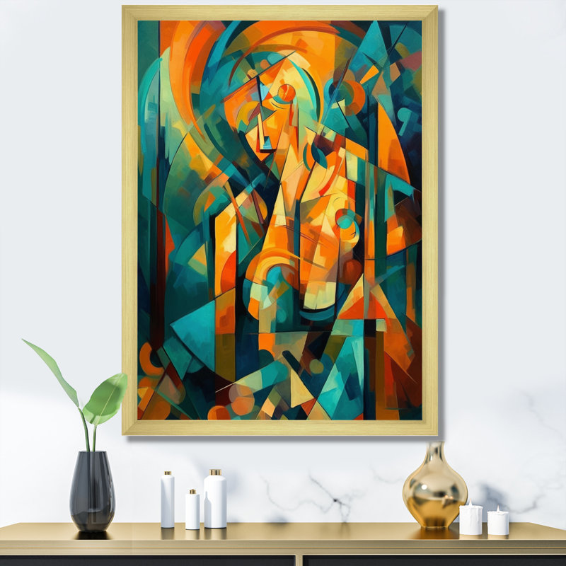 «Tamesbury Abstracting The Cubist Form V», reproduction d'art sur toile, H 32 po x l 16 po x P 1 po, Encadrement doré